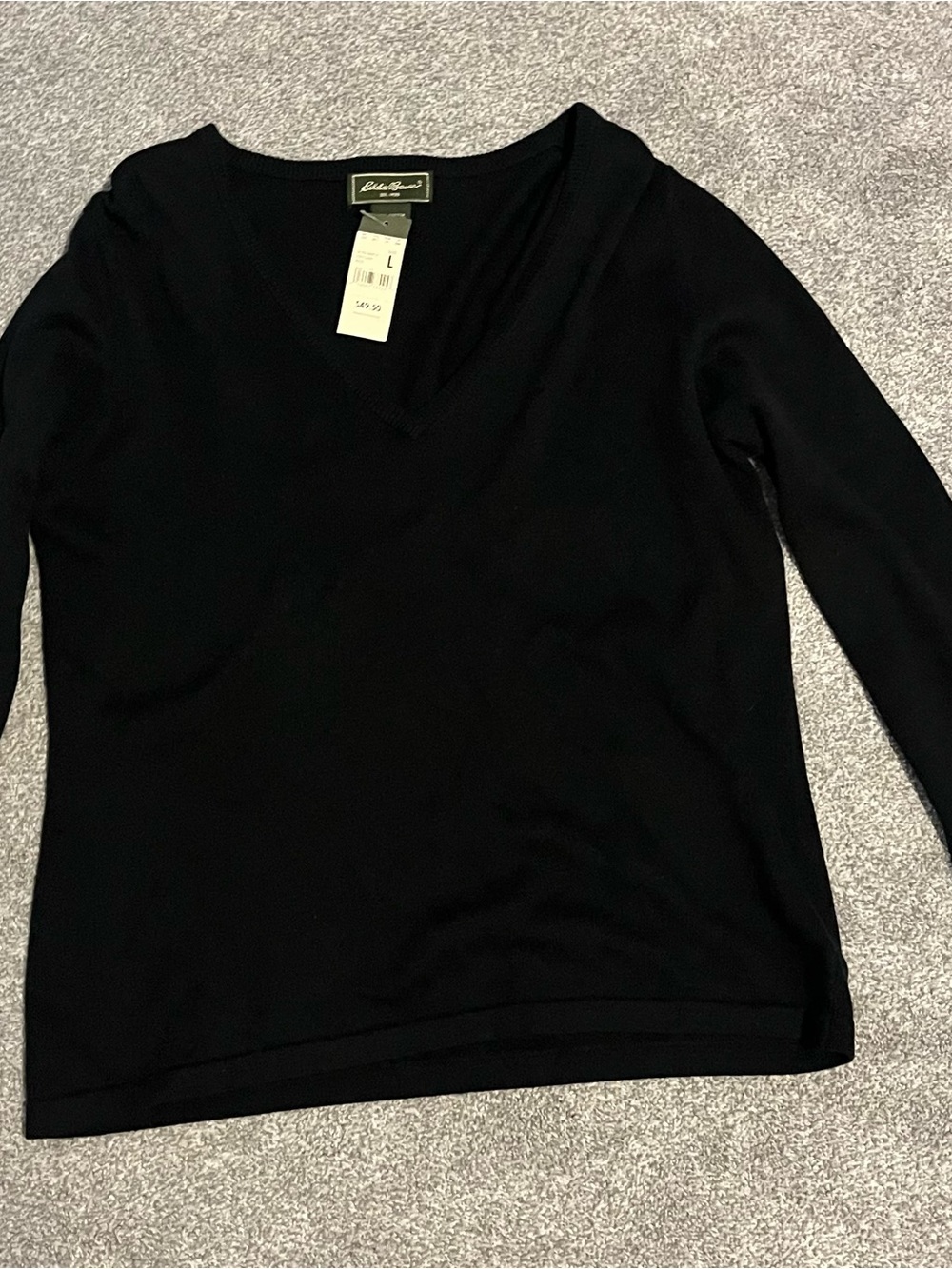 Eddie Bauer Black V-Neck Women's Sweater Cotton/Cashmere blend